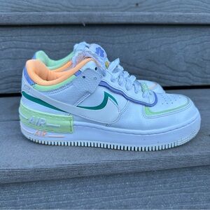 Nike Air Force 1 Shadow Multi Color White Leather Sneakers Collectible Shoes